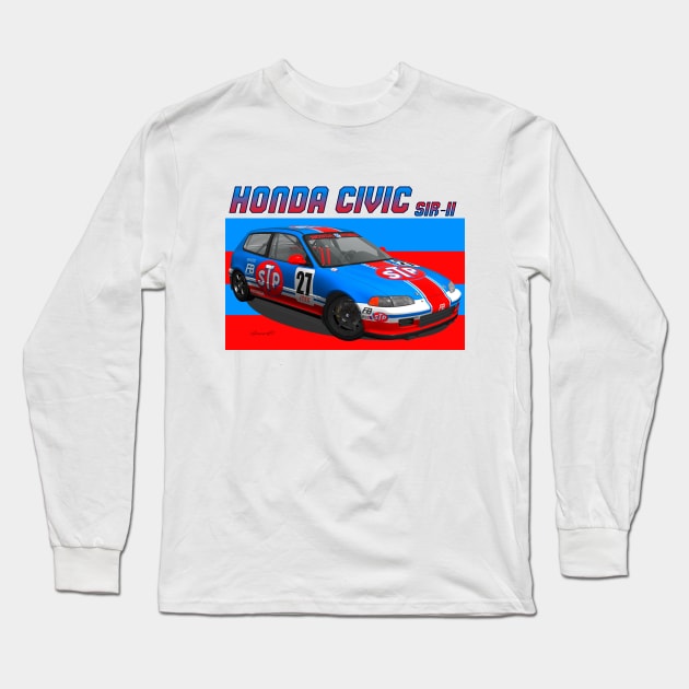 Honda Civic SiR-II STP Long Sleeve T-Shirt by PjesusArt